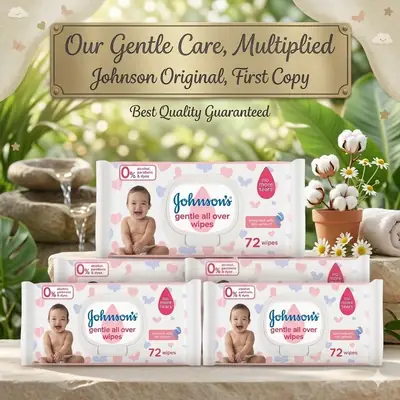 Johnson's Gentle Baby Wipes 5-Pack | 72 Wipes Per Pack | Original First Copy