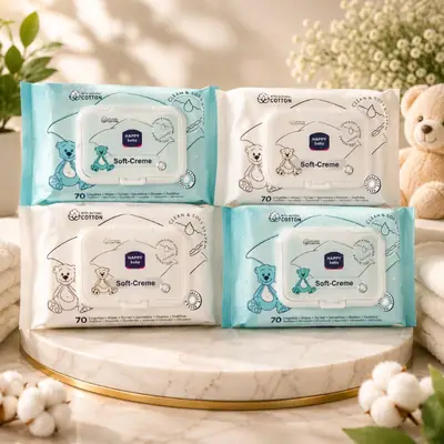 Soft-Creme Baby Wipes Pack of 10 -| 80 Wipes Each Pack | 100% Cotton | Alcohol Free | Best Quality with light Fragrance thumbnail 3