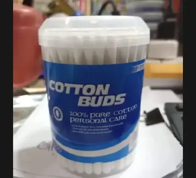 TOP-TIP'S 100% Pure Cotton Buds - 100 Pcs Cotton Swabs in Clear Cylinder Jar - Made in China - Personal Care Pack of 4 box thumbnail 2