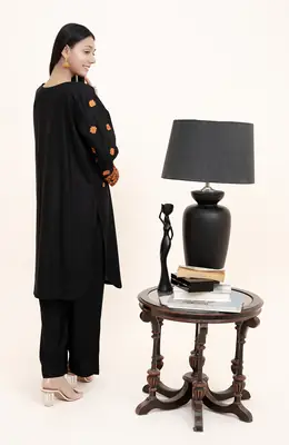 2 Pcs Women's Stitched Arabic Lawn Embroidered Shirt And Trouser thumbnail 4