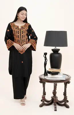 2 Pcs Women's Stitched Arabic Lawn Embroidered Shirt And Trouser thumbnail 6