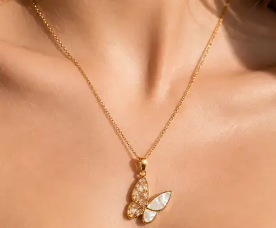 Multi Layered Gold Plated Zircon Necklace thumbnail 2