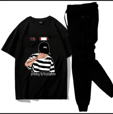 2 Pcs Men's Jersey Printed Track Suit