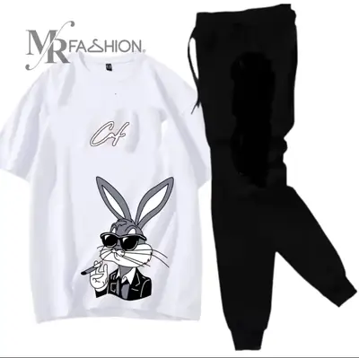 2 Pcs Men's Jersey Printed Track Suit