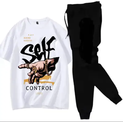 2 Pcs Men's Jersey Printed Track Suit