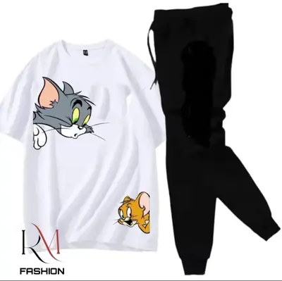 2 Pcs Men's Jersey Printed Track Suit