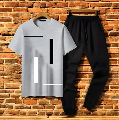 2 Pcs Men's Jersey Printed Track Suit