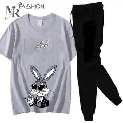 2 Pcs Men's Jersey Printed Track Suit