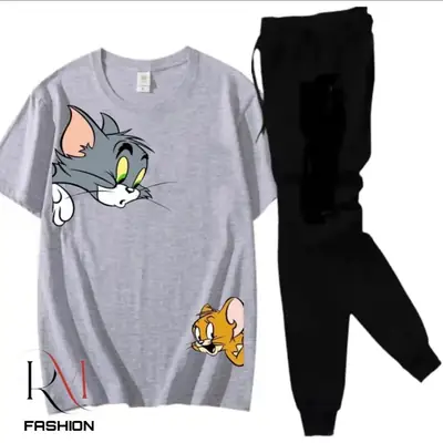 2 Pcs Men's Jersey Printed Track Suit