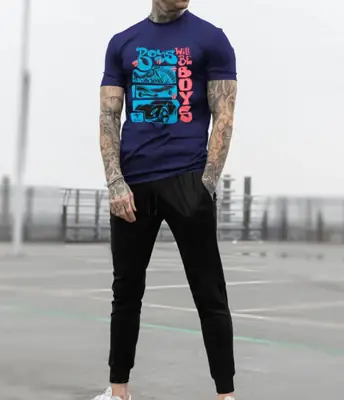 2 Pcs Men's Jersey Printed Track Suit
