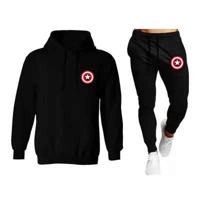 2 Pcs Men's Fleece Printed Hoodie Track Suit