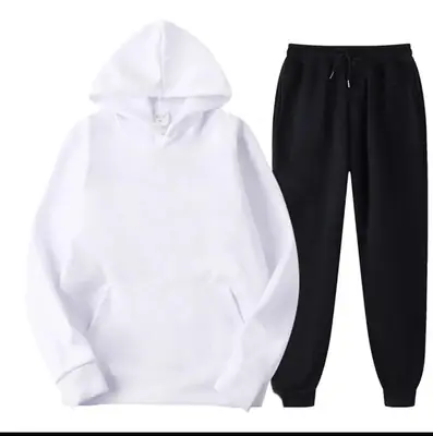 2 Pcs Men's Fleece Printed Hoodie Track Suit