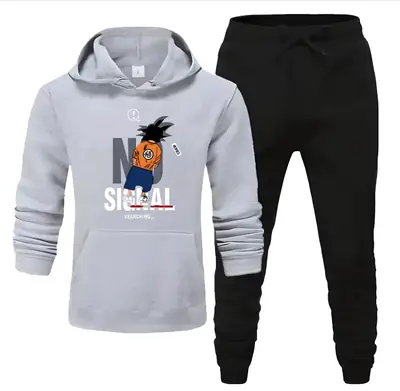 2 Pcs Men's Fleece Printed Hoodie Track Suit