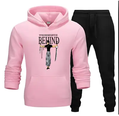 2 Pcs Men's Fleece Printed Hoodie Track Suit