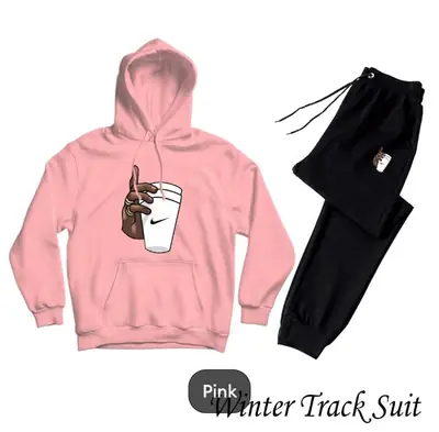 2 Pcs Men's Fleece Printed Hoodie Track Suit