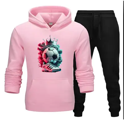 2 Pcs Men's Fleece Printed Hoodie Track Suit