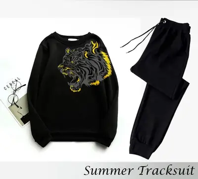 2 Pcs Men's Fleece Printed Sweatshirt Track Suit