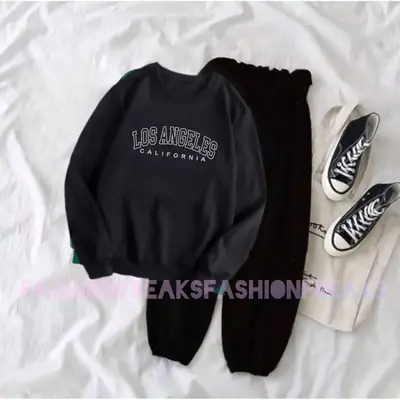2 Pcs Men's Fleece Printed Sweatshirt Track Suit