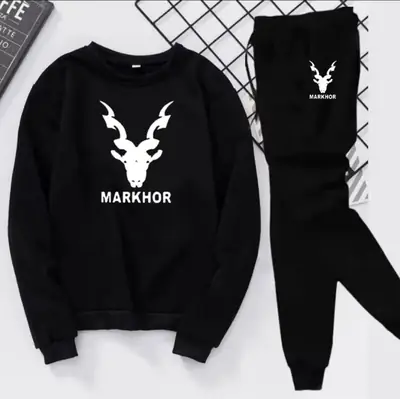 2 Pcs Men's Fleece Printed Sweatshirt Track Suit