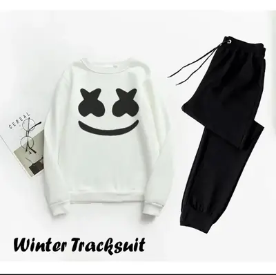 2 Pcs Men's Fleece Printed Sweatshirt Track Suit
