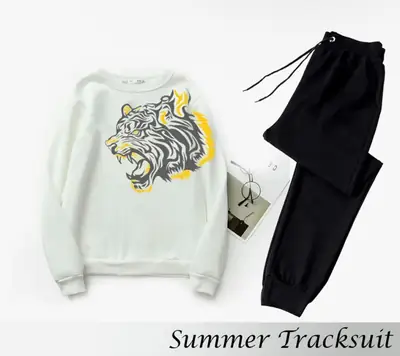 2 Pcs Men's Fleece Printed Sweatshirt Track Suit