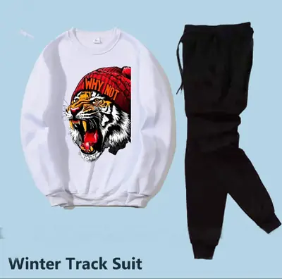 2 Pcs Men's Fleece Printed Sweatshirt Track Suit