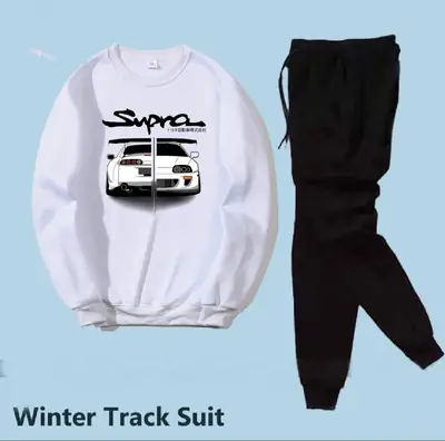 2 Pcs Men's Fleece Printed Sweatshirt Track Suit
