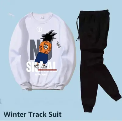 2 Pcs Men's Fleece Printed Sweatshirt Track Suit