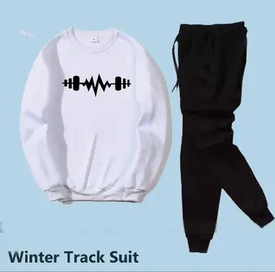 2 Pcs Men's Fleece Printed Sweatshirt Track Suit