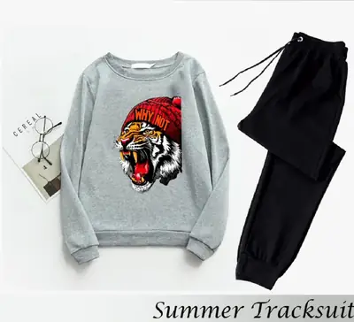 2 Pcs Men's Fleece Printed Sweatshirt Track Suit