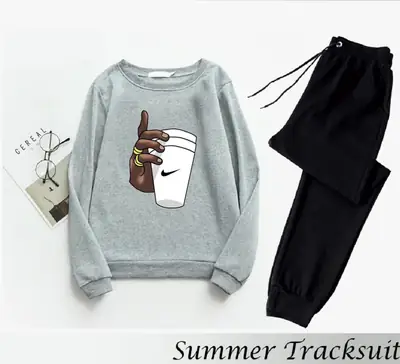 2 Pcs Men's Fleece Printed Sweatshirt Track Suit