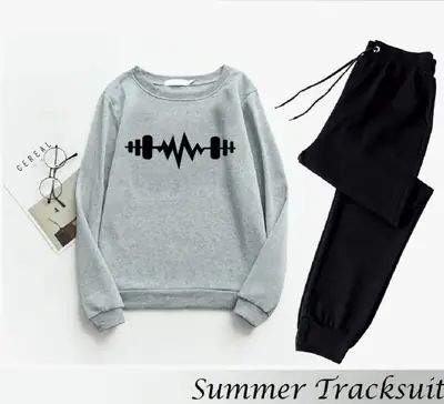 2 Pcs Men's Fleece Printed Sweatshirt Track Suit