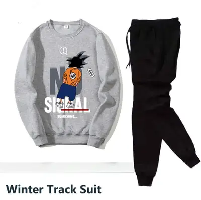 2 Pcs Men's Fleece Printed Sweatshirt Track Suit