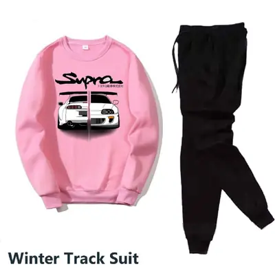 2 Pcs Men's Fleece Printed Sweatshirt Track Suit