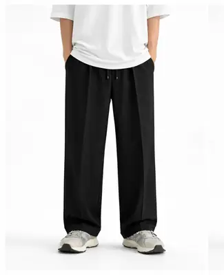 1 Pc Men's Cotton Plain Pleated Trousers thumbnail 3