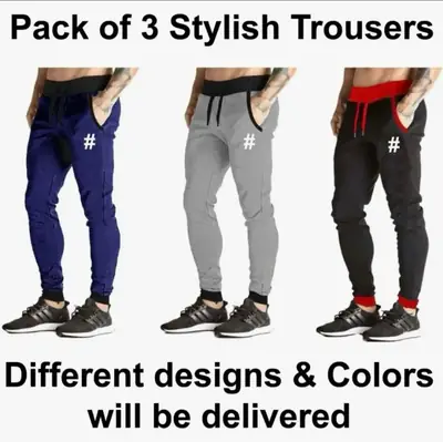3 Pcs Men's Jersey Printed Trouser thumbnail 2