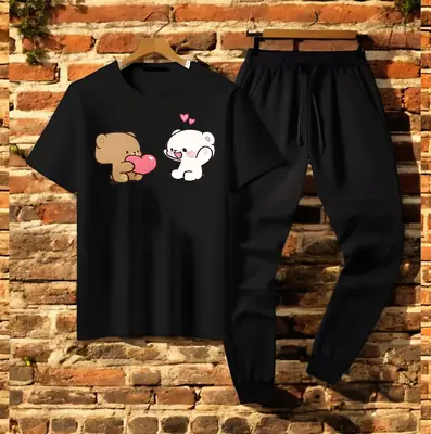 2 Pcs Women's Stitched Cotton Printed Tracksuit