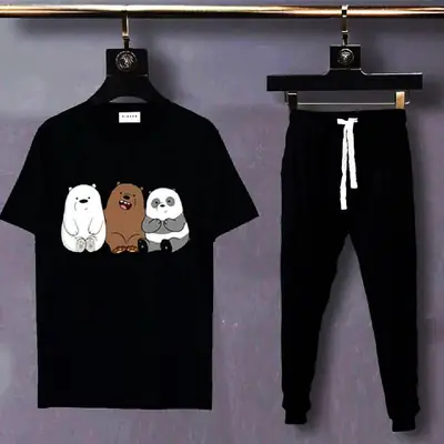 2 Pcs Women's Stitched Cotton Printed Tracksuit