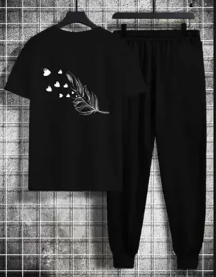 2 Pcs Women's Stitched Cotton Printed Tracksuit