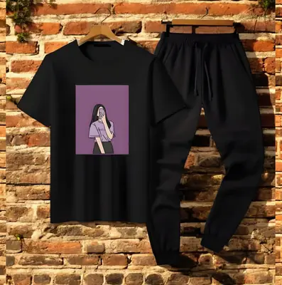 2 Pcs Women's Stitched Cotton Printed Tracksuit