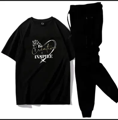 2 Pcs Women's Stitched Cotton Printed Tracksuit