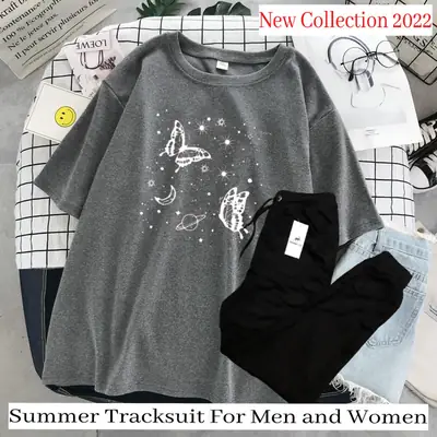 2 Pcs Women's Stitched Cotton Printed Tracksuit
