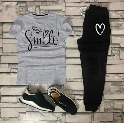 2 Pcs Women's Stitched Cotton Printed Tracksuit
