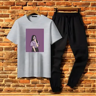 2 Pcs Women's Stitched Cotton Printed Tracksuit