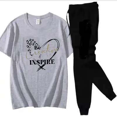 2 Pcs Women's Stitched Cotton Printed Tracksuit
