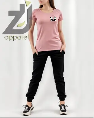 2 Pcs Women's Stitched Cotton Printed Tracksuit