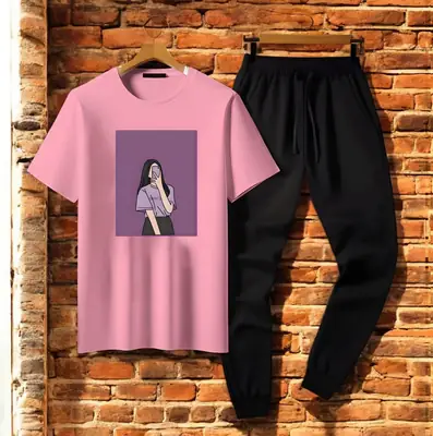 2 Pcs Women's Stitched Cotton Printed Tracksuit