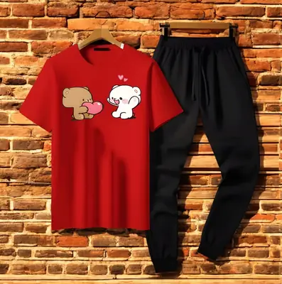 2 Pcs Women's Stitched Cotton Printed Tracksuit