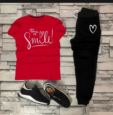 2 Pcs Women's Stitched Cotton Printed Tracksuit