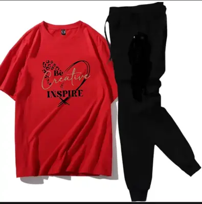 2 Pcs Women's Stitched Cotton Printed Tracksuit
